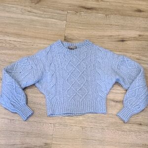 EUC Light Blue AE 77 wool Sweater, XS, Crop, Cable Knit. Soft